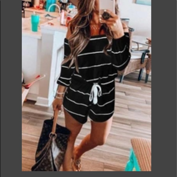 Pants - Off the shoulder one piece romper